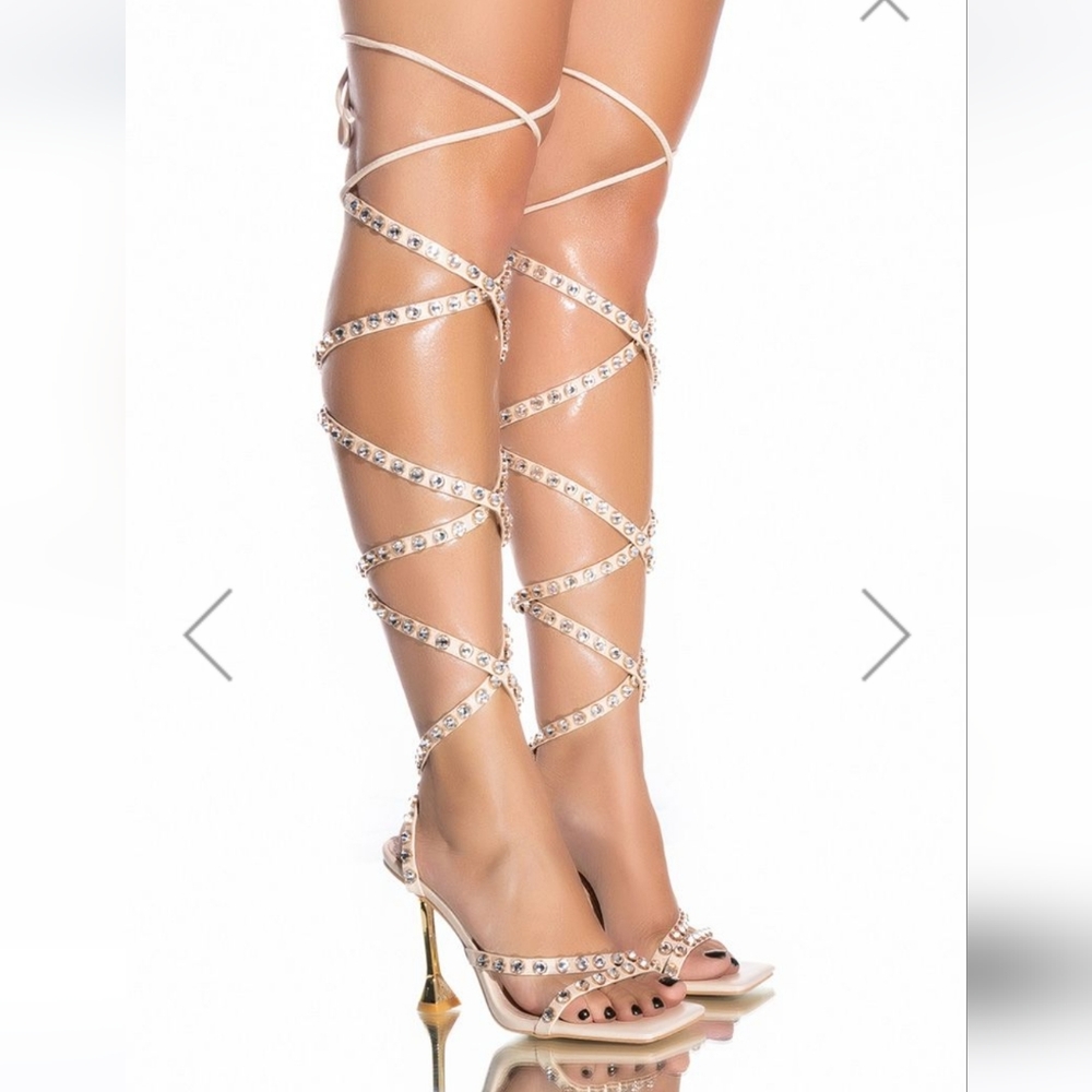 Cute strappy embellished heels in Nude size 8 9 & 10
